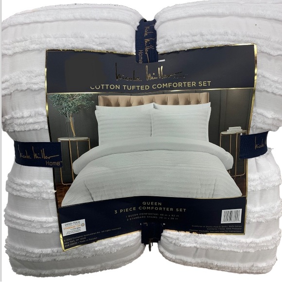 Nicole Miller Bedding Nicole Miller Cotton Tufted Queen White